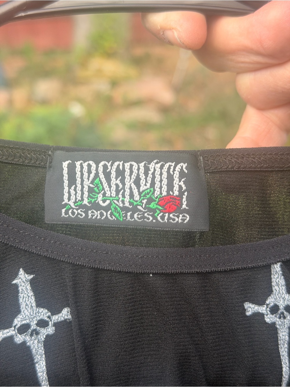 Lip Service Black Long Sleeve Top with White Sword Print - Picture 4 of 6